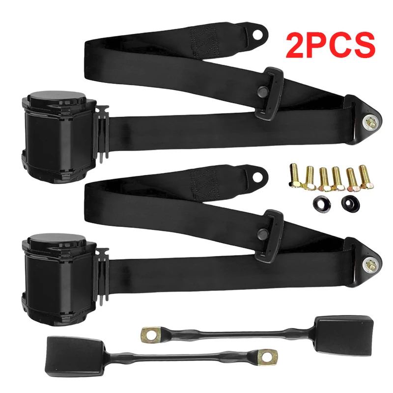 Swing Seat Belt - 2 個の自動シートベルト 3 点式格納式調節可能なベルト自動伸縮式安全ベルトゴルフカートミニバンピックアップトラック用