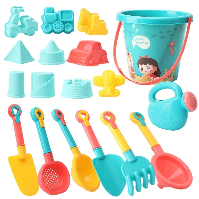Kids Outdoor Water Toys - 子供用ビーチおもちゃセット,プレイウォーターツール,車を掘る,サンドショベル,屋外遊び,バケット,海辺,18個