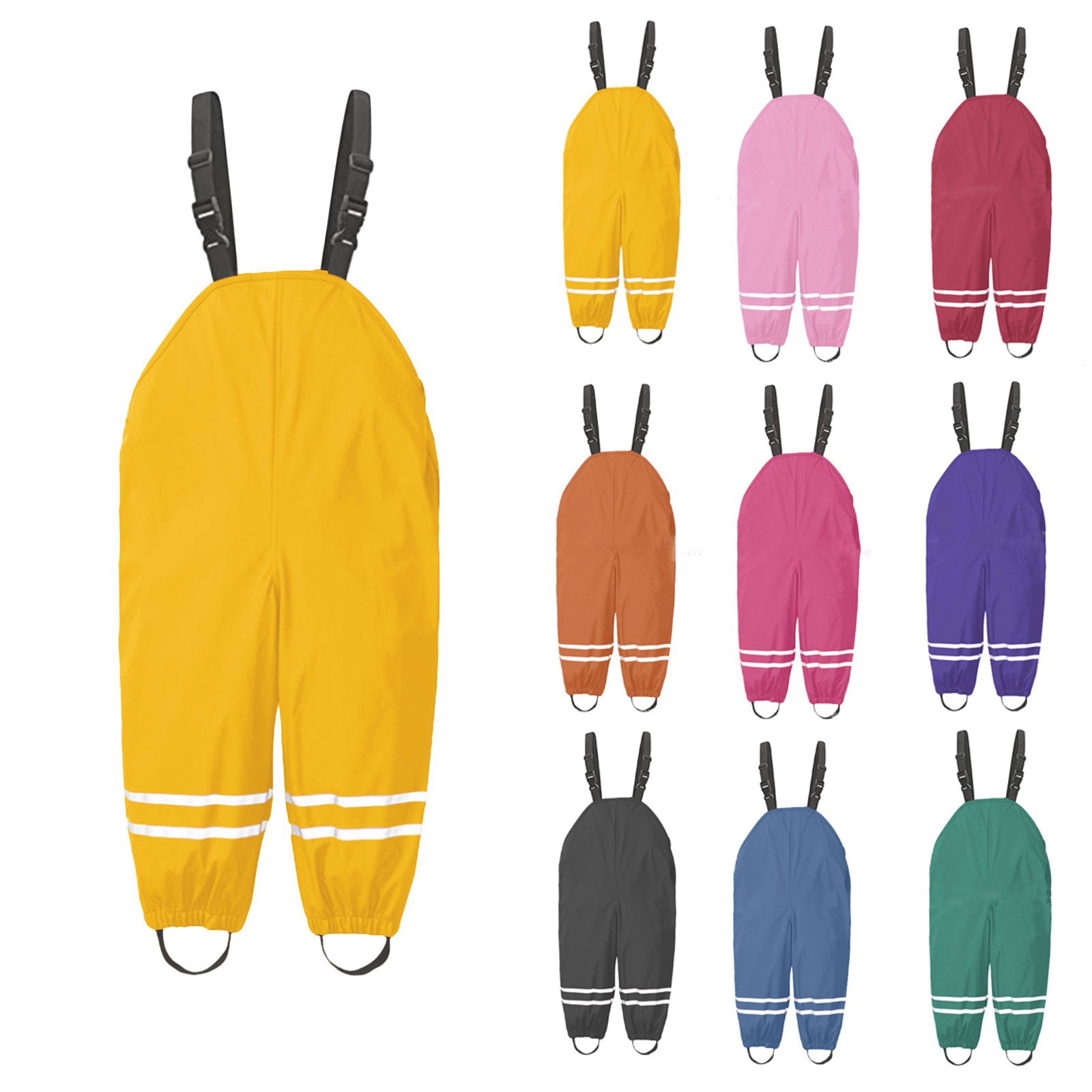 Kids Outdoor Jumpsuit - 1-8Y レインパンツ幼児子供レインオーバーオールブルーピンクベビーボーイガールズ防水ジャンプスーツズボンアウトドアスポーツ子供レインコート