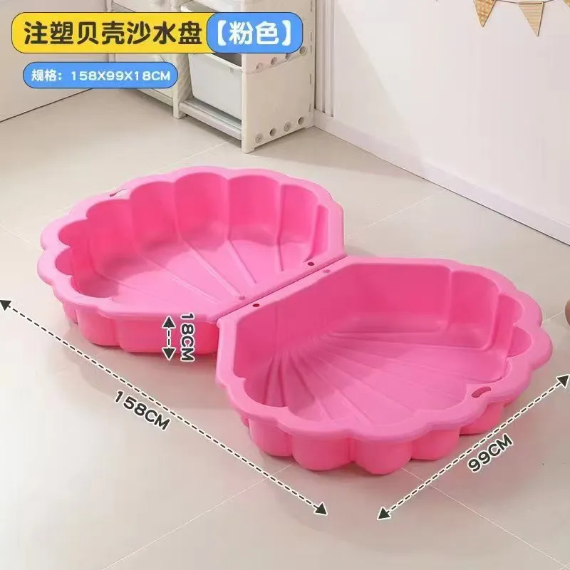 Kids Outdoor Water Play Table - 子供用プラスチック砂遊びセット、漫画ビーチトイ、ウォーターテーブル、貝殻型、屋外幼稚園アクティビティ、男の子向け楽しい夏のギフト