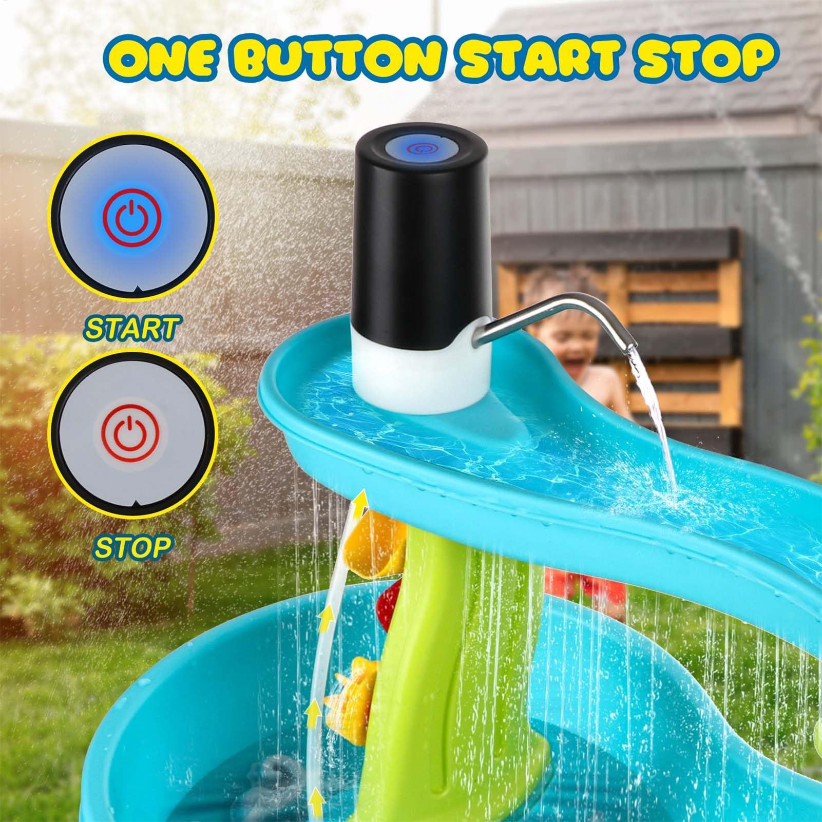 Kids Outdoor Water Play Table - 小型コードレス充電式ウォーターテーブルポンプ、電池式屋外玩具、砂遊びアクセサリー、子供、男の子、女の子向け