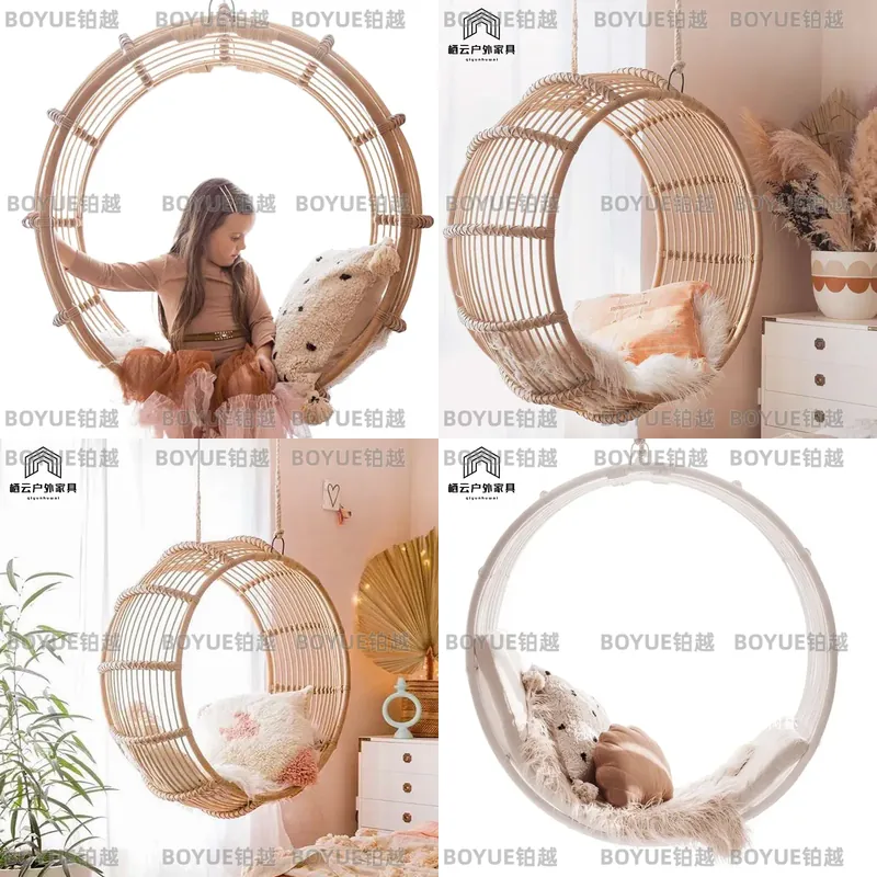 Kids Outdoor Hammock Swing - 屋外用ラタンロッキングチェアハンギングハンモックスイング寝室子供部屋用クレードルシートガーデンパティオ家具装飾