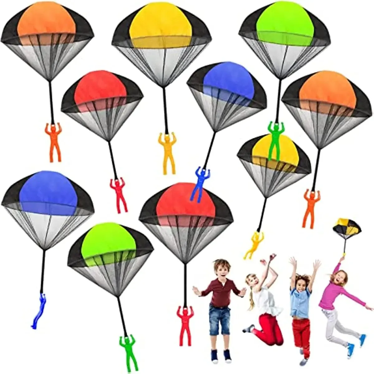 Kids Unique Outdoor Toys - 子供用パラシュートおもちゃ、絡まりにくい屋外飛行パラシュート、男性用屋外おもちゃ、イースターバスケット詰め合わせアイデア、ユニークな男の子女の子ギフト