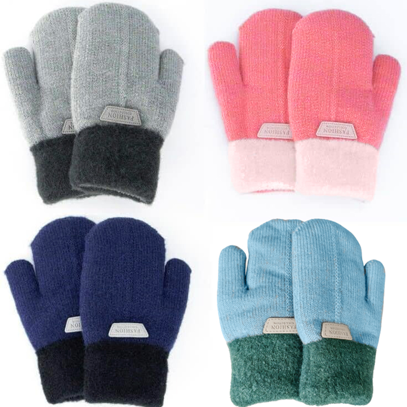 暖かいフリース裏地付きキッズニットミトン、柔軟な袖口の落下防 - Kids Outdoor Gloves のレビューと価格