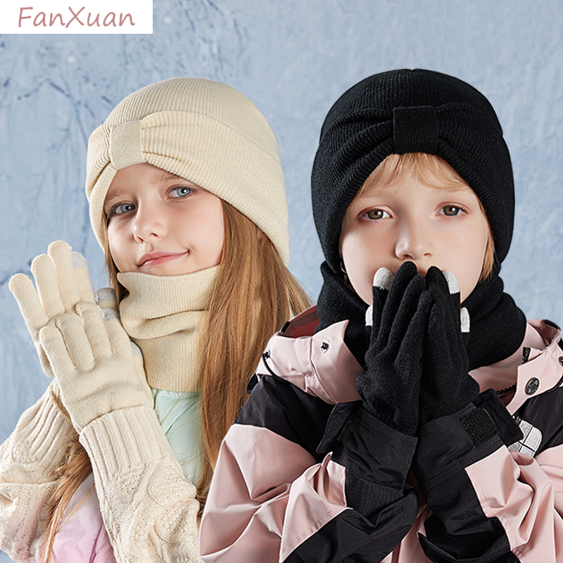 子供用冬帽子、スヌード、手袋セット 3点セット キッズ 女の - Kids Outdoor Gloves のレビューと価格
