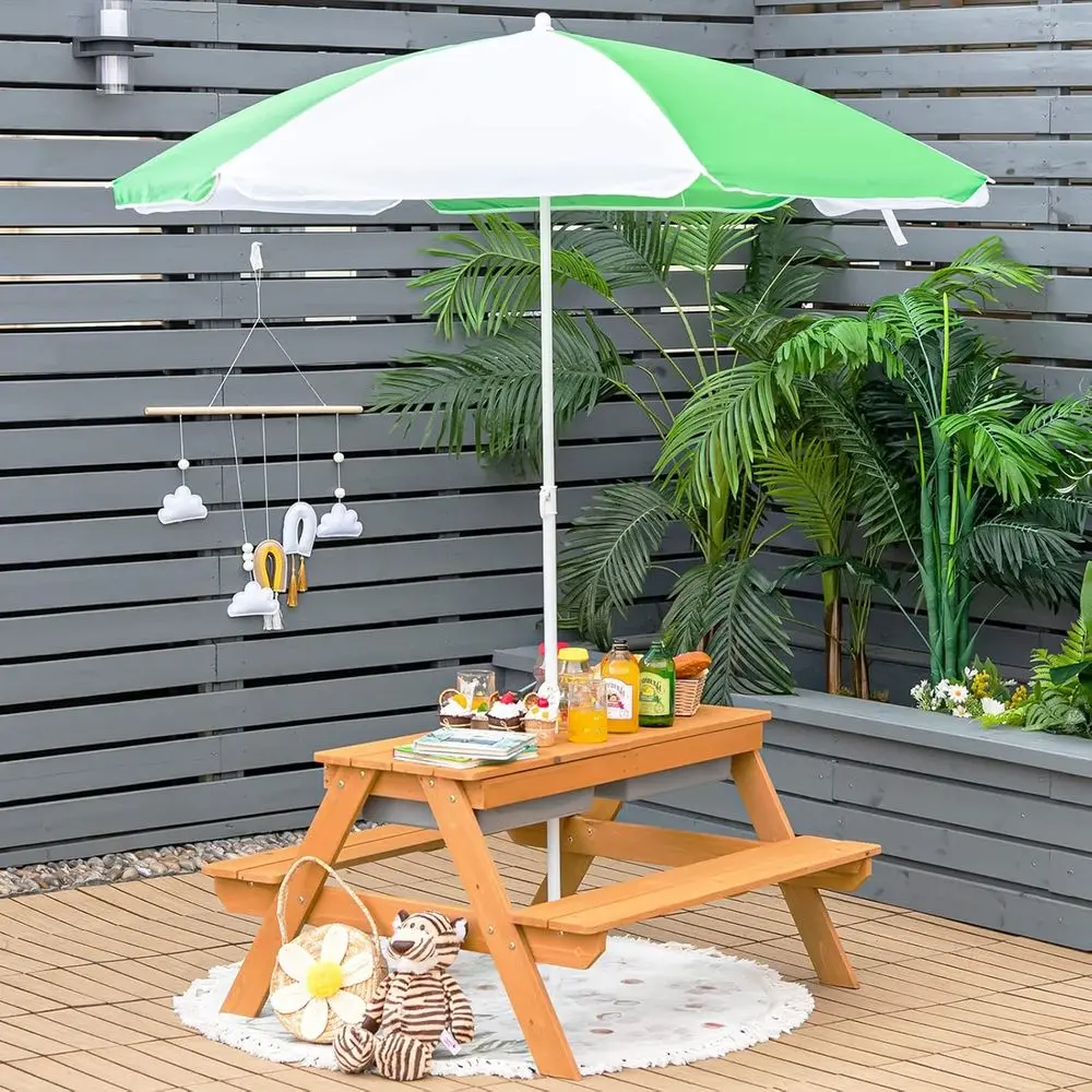 4-in-1木製砂場＆水遊びピクニックテーブル、取り外し可能 - Kids Outdoor Wooden Table のレビューと価格
