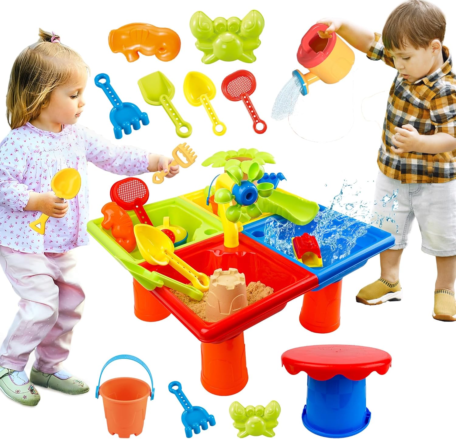 幼児用夏のウォーターテーブル 25 個 4 in 1 子供用 - Kids Outdoor Water Toys のレビューと価格