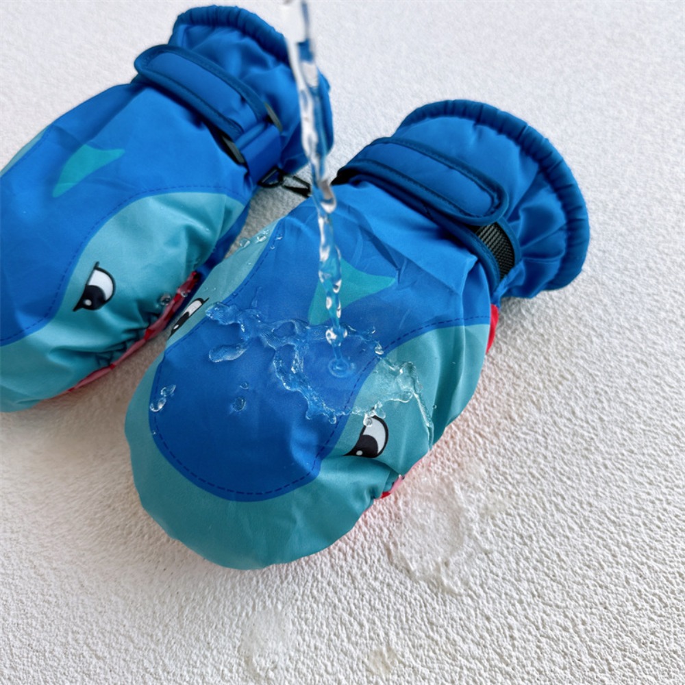 漫画子供用スキーグローブ サメ柄 ナックル付き キッズスノー - Kids Outdoor Gloves のレビューと価格