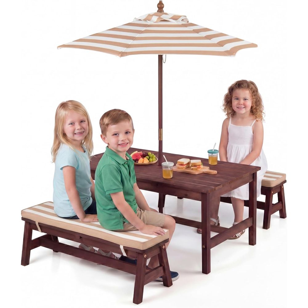 キッズピクニックテーブル、大型42インチx23インチテーブル - Kids Outdoor Wooden Table のレビューと価格