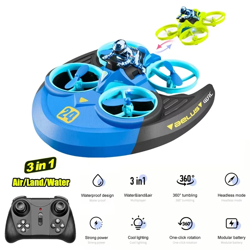 3-in-1陸海空RC航空機ヘリコプタースタントフライングカ - Kids Outdoor Quad のレビューと価格