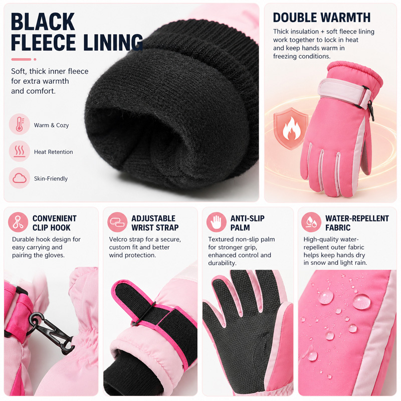 子供用冬用スキーグローブ防水防風子供用スノーグローブ男の子女 - Kids Outdoor Gloves のレビューと価格