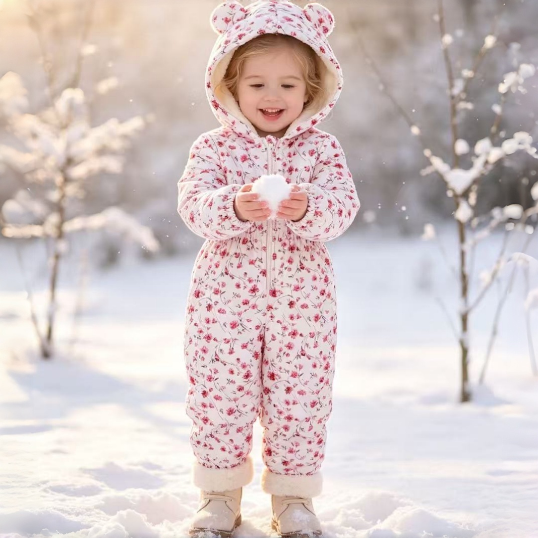 キッズガールズ秋/冬ジッパーフード付きジャンプスーツ子供服か - Kids Outdoor Jumpsuit のレビューと価格