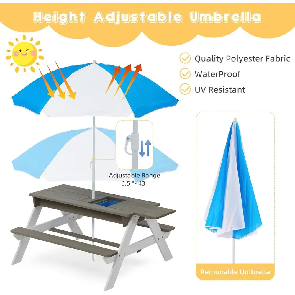 子供用3-in-1木製ピクニックテーブル、屋外砂場・水遊び用 - Kids Outdoor Wooden Table のレビューと価格