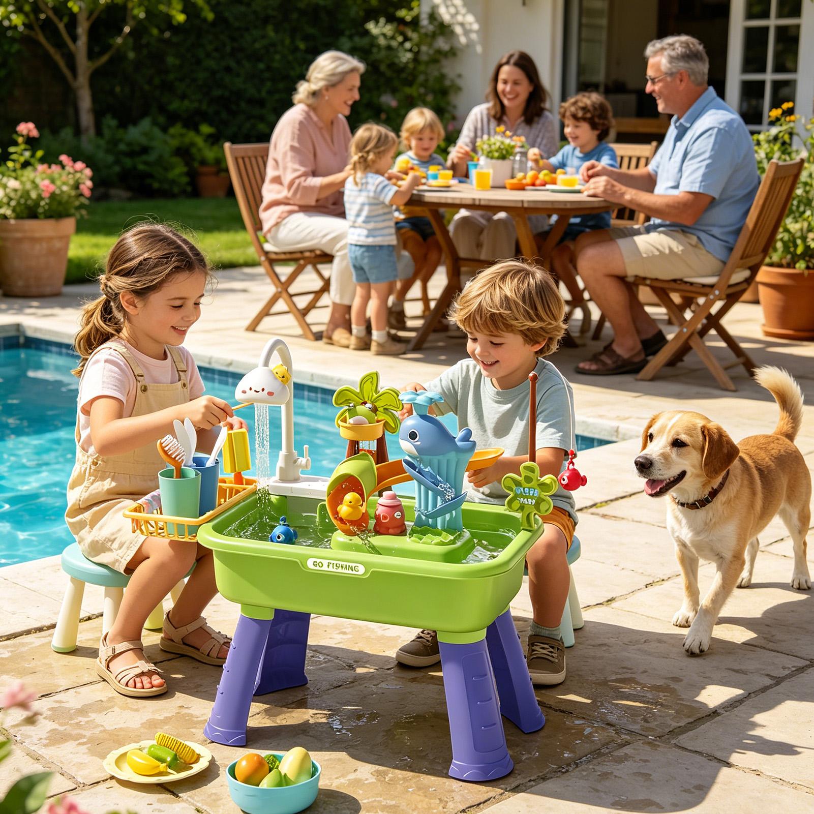 子供用ウォーターテーブル ポンプ付き 楽しい学習玩具 キッズ - Kids Outdoor Water Play Table のレビューと価格