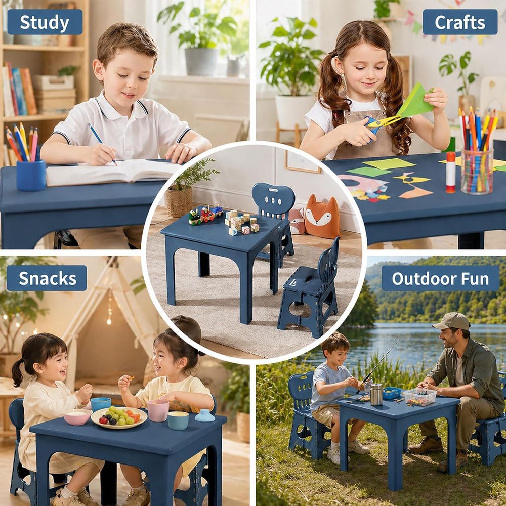 折りたたみ式テーブルと椅子セット、高さ調節可能なポータブルア - Kids Outdoor Wooden Table のレビューと価格