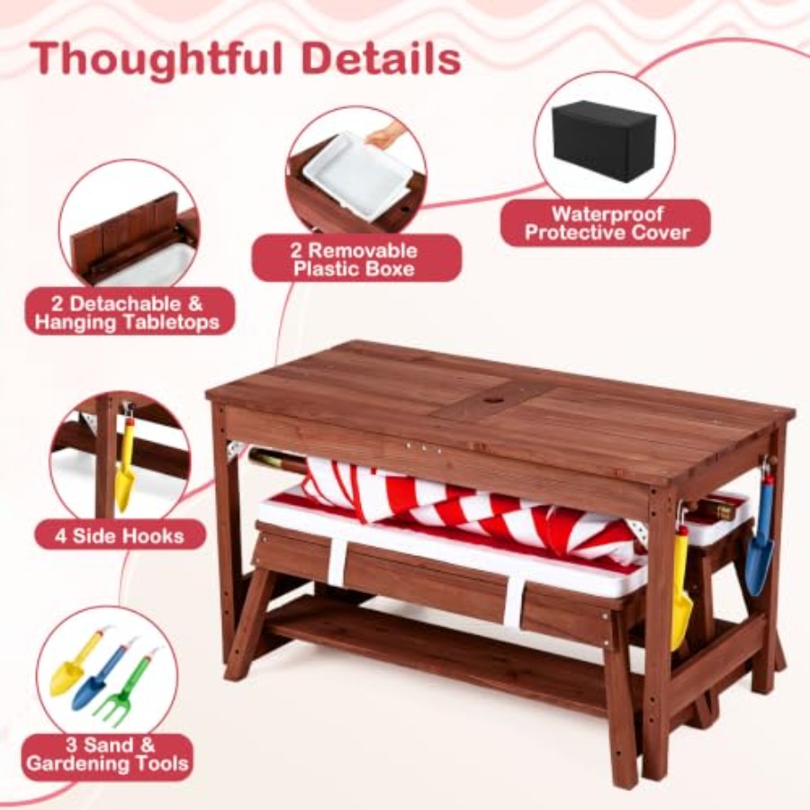 屋外用子供用ピクニックテーブル、パティオや裏庭に最適、木製、 - Kids Outdoor Wooden Table のレビューと価格