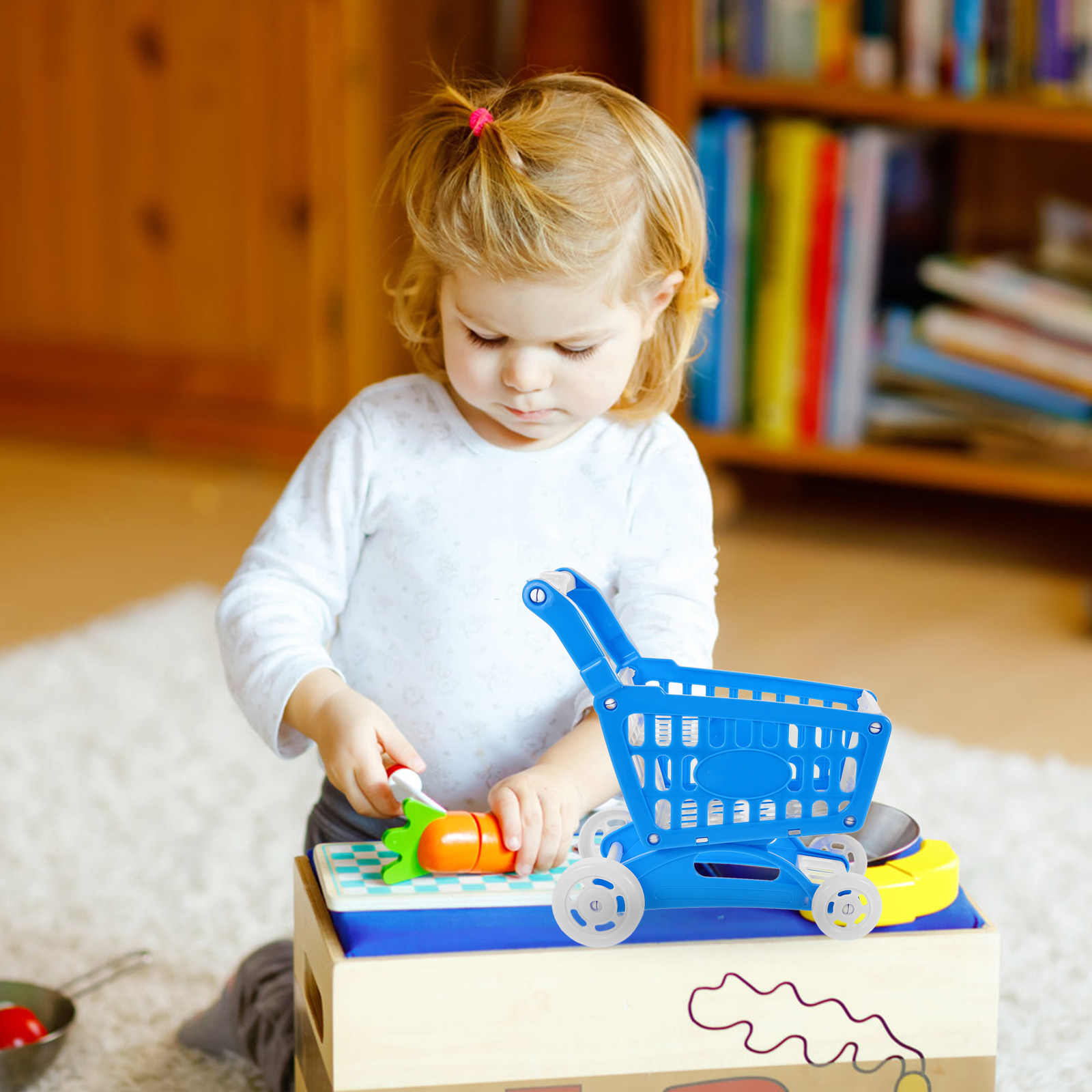 ミニブルーショッピングカート、子供用スーパーマーケット手押し - Kids Indoor Outdoor Cart のレビューと価格