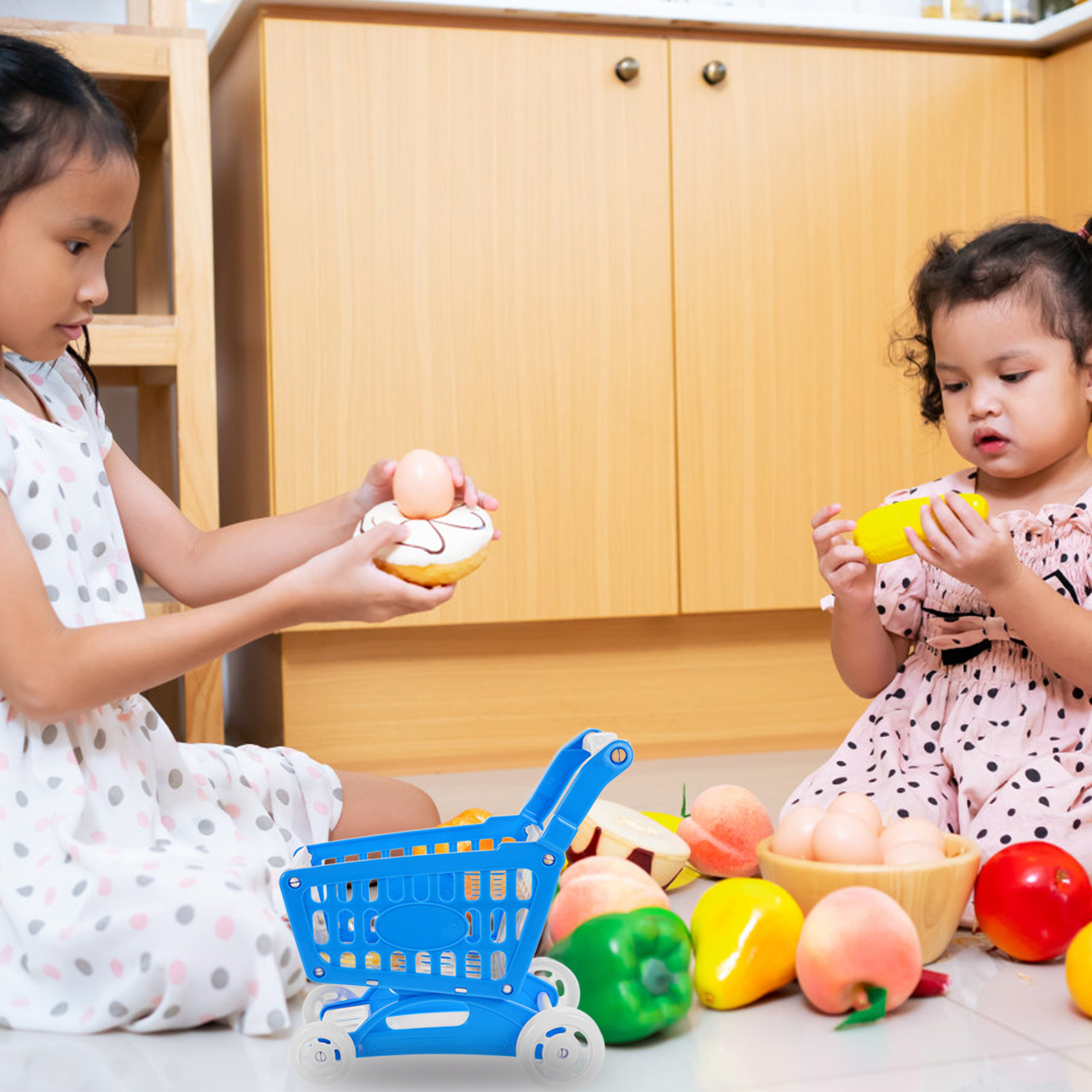 ミニブルーショッピングカート、子供用スーパーマーケット手押し - Kids Indoor Outdoor Cart のレビューと価格
