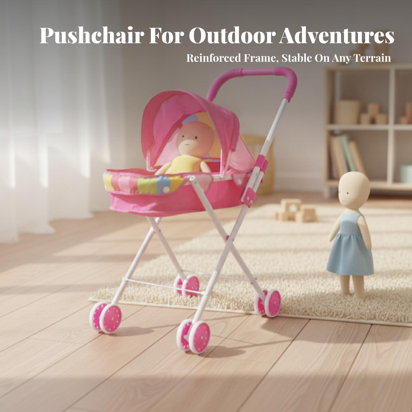 折りたたみ式キッズプッシュカート、キャノピーと車輪付き人形用 - Kids Indoor Outdoor Cart のレビューと価格