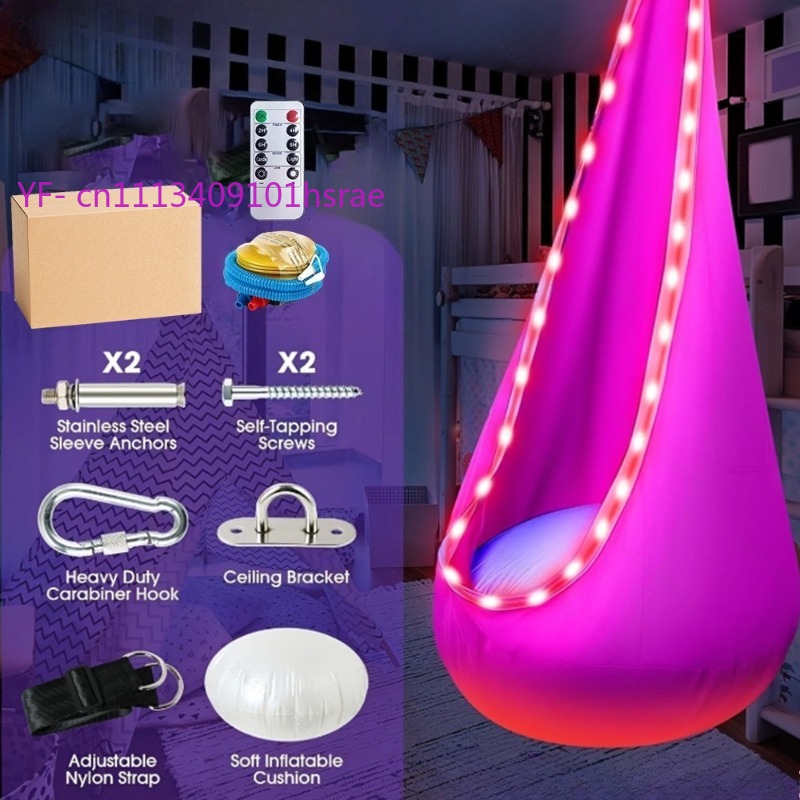光るLEDインフレータブルハンモック ポータブルプラッシュハ - Kids Outdoor Hammock Swing のレビューと価格