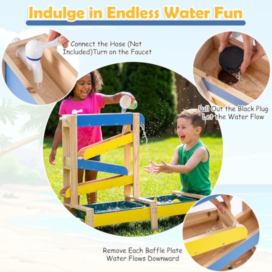3歳以上向け屋外キッズアクティビティプレイセット：木製砂場と - Kids Outdoor Wooden Table のレビューと価格