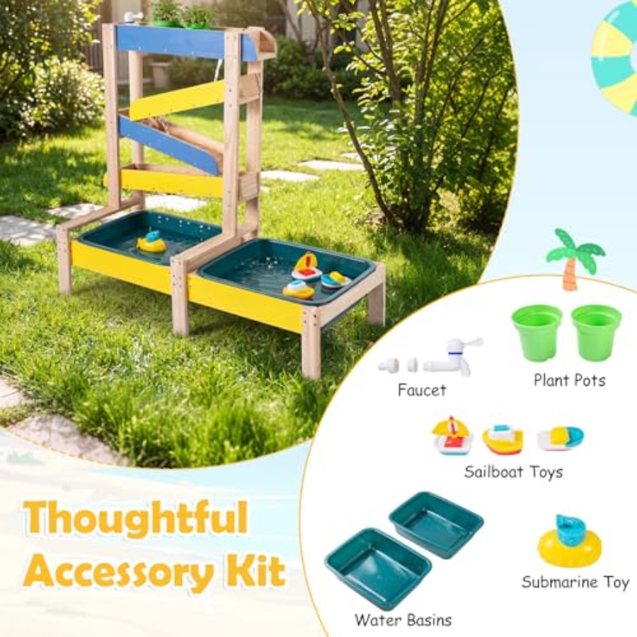 3歳以上向け屋外キッズアクティビティプレイセット：木製砂場と - Kids Outdoor Wooden Table のレビューと価格
