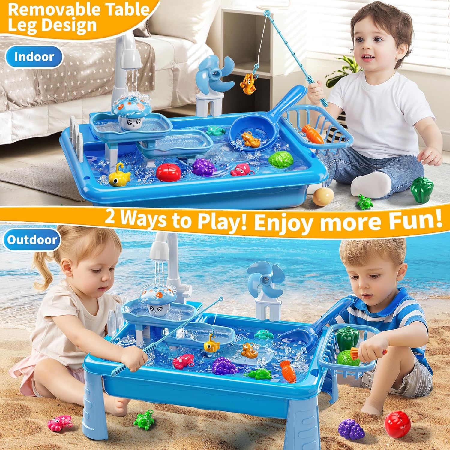 子供用ウォーターテーブル遊び場シンクおもちゃ、流水付き屋外キ - Kids Outdoor Water Play Table のレビューと価格