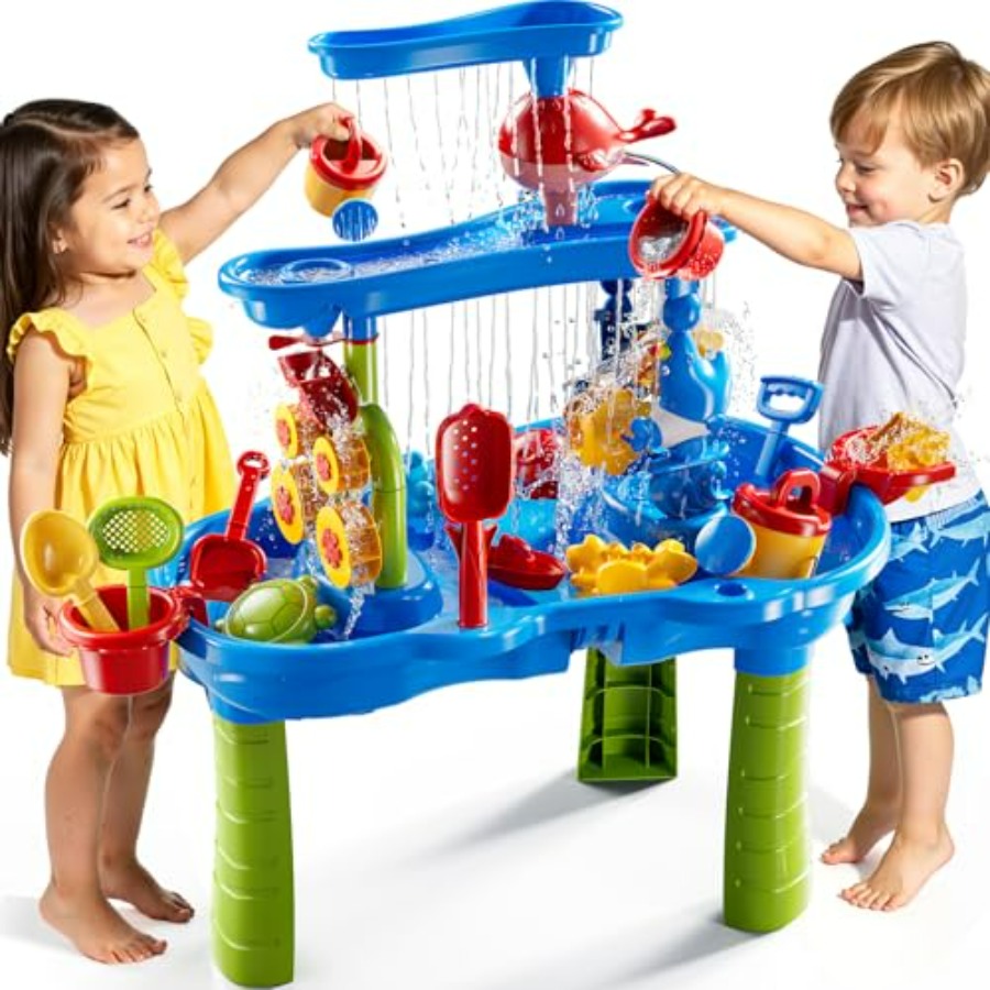 3～8歳のお子様向け屋外3段感覚遊びテーブル、滝のデザインが - Kids Outdoor Sensory Table のレビューと価格