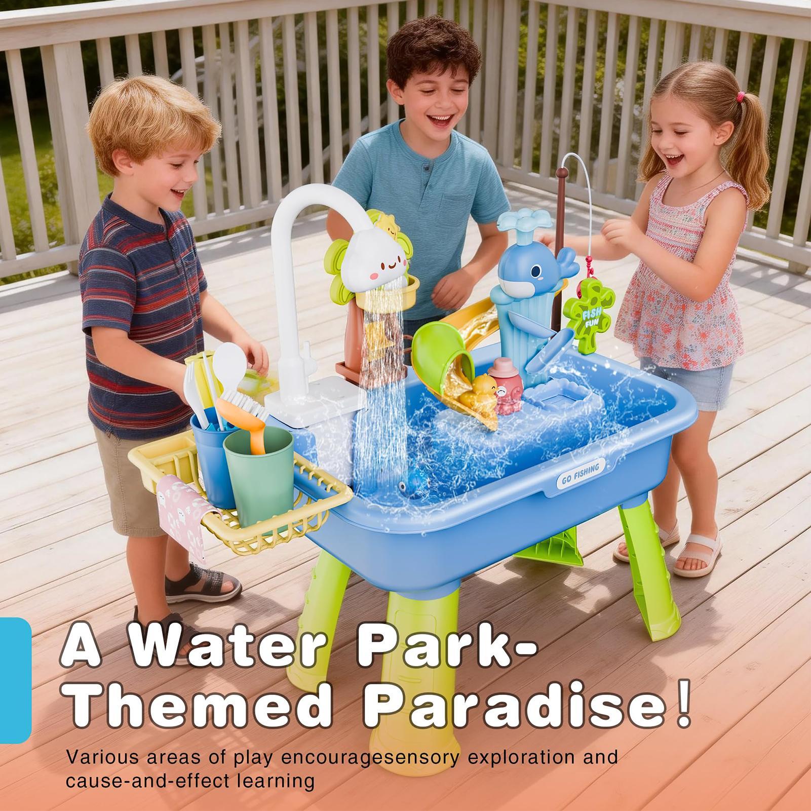 子供用屋外ビーチおもちゃ、卓上水遊びプール、砂場プラットフォ - Kids Outdoor Water Play Table のレビューと価格