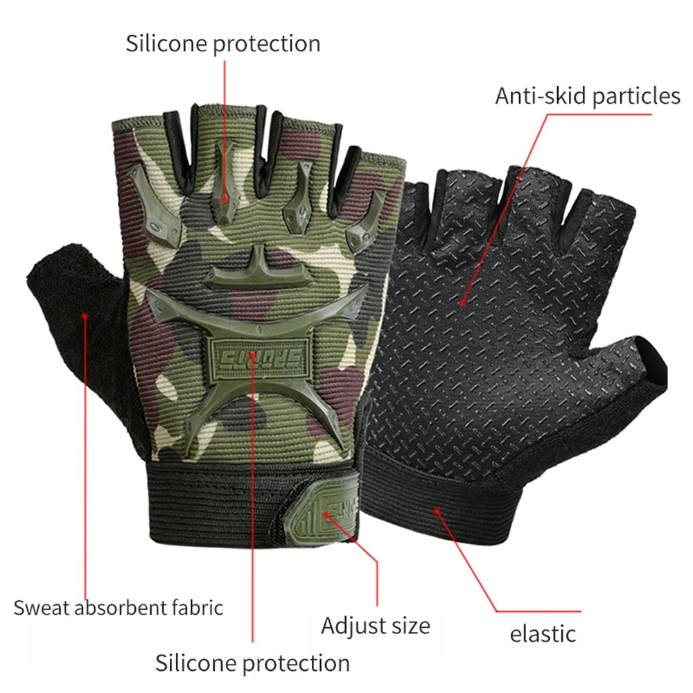 1 ペア子供の戦術的な指なし手袋陸軍軍事迷彩滑り止めミトンハ - Kids Outdoor Gloves のレビューと価格