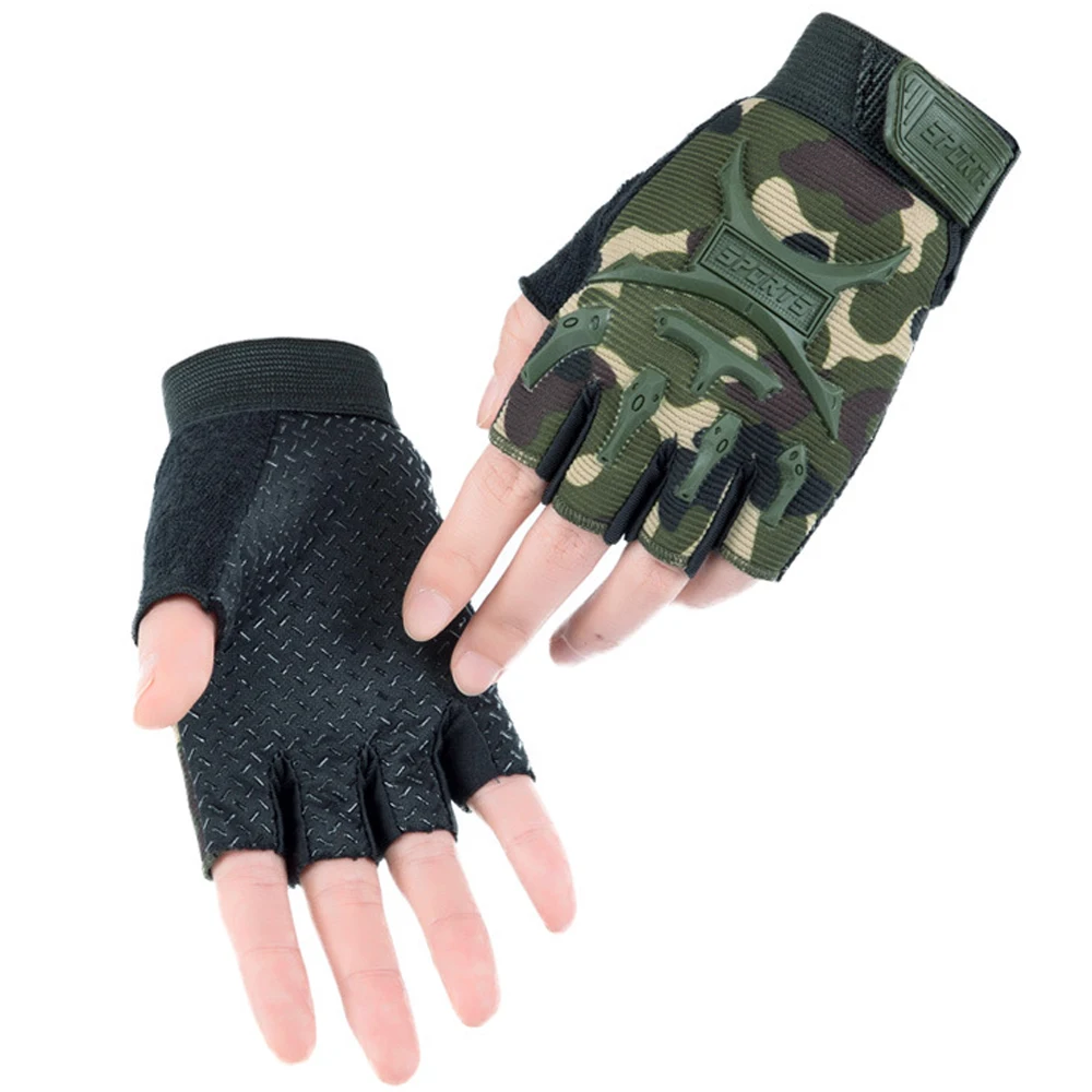 1 ペア子供の戦術的な指なし手袋陸軍軍事迷彩滑り止めミトンハ - Kids Outdoor Gloves のレビューと価格