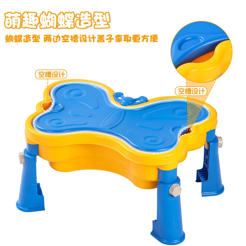 子供用蝶型砂水テーブル 高さ調節可能 多機能アクティビティプ - Kids Outdoor Water Play Table のレビューと価格