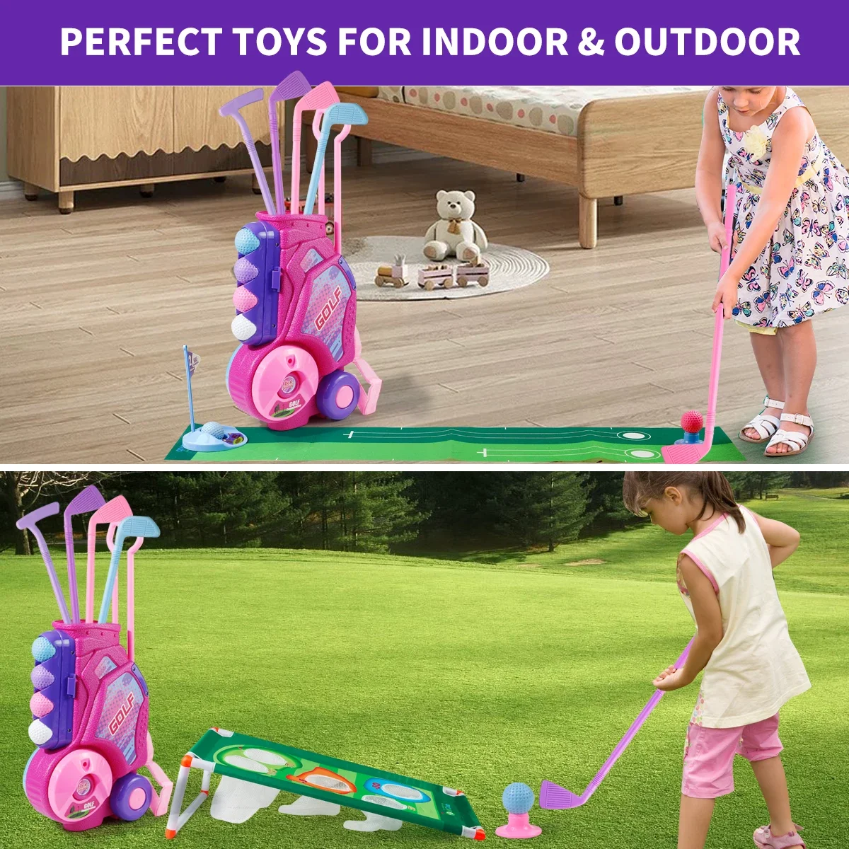 MQUDUO キッズゴルフクラブセット ポータブルバッグカー - Kids Indoor Outdoor Cart のレビューと価格